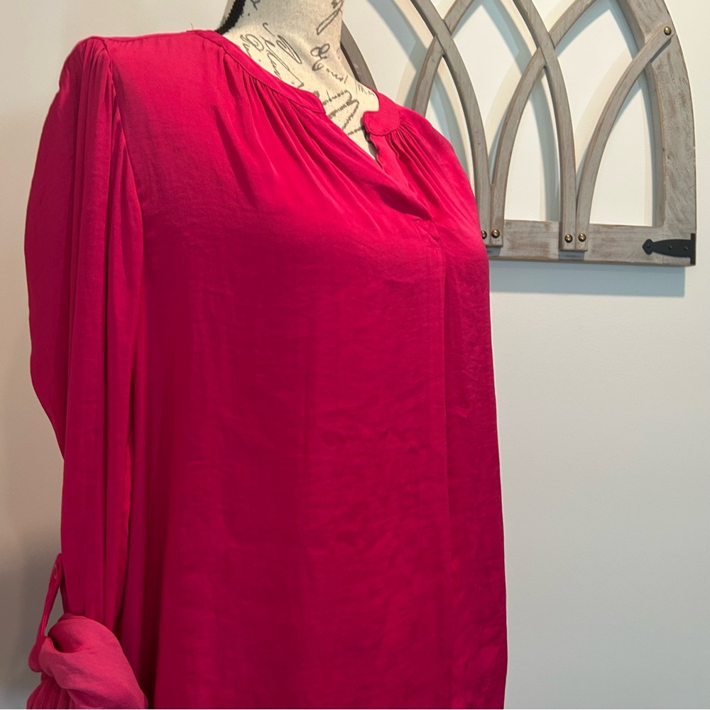 Simply Vera Long Sleeve Blouse Pink Soft Silky Comfortable V-Neck size Large - Picture 3 of 10